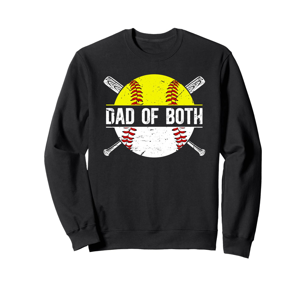 Dad Both Softball Baseball Dad Sweatshirt - Minimalist Print Men Women - T-Shirt, Sweatshirt, Hoodie