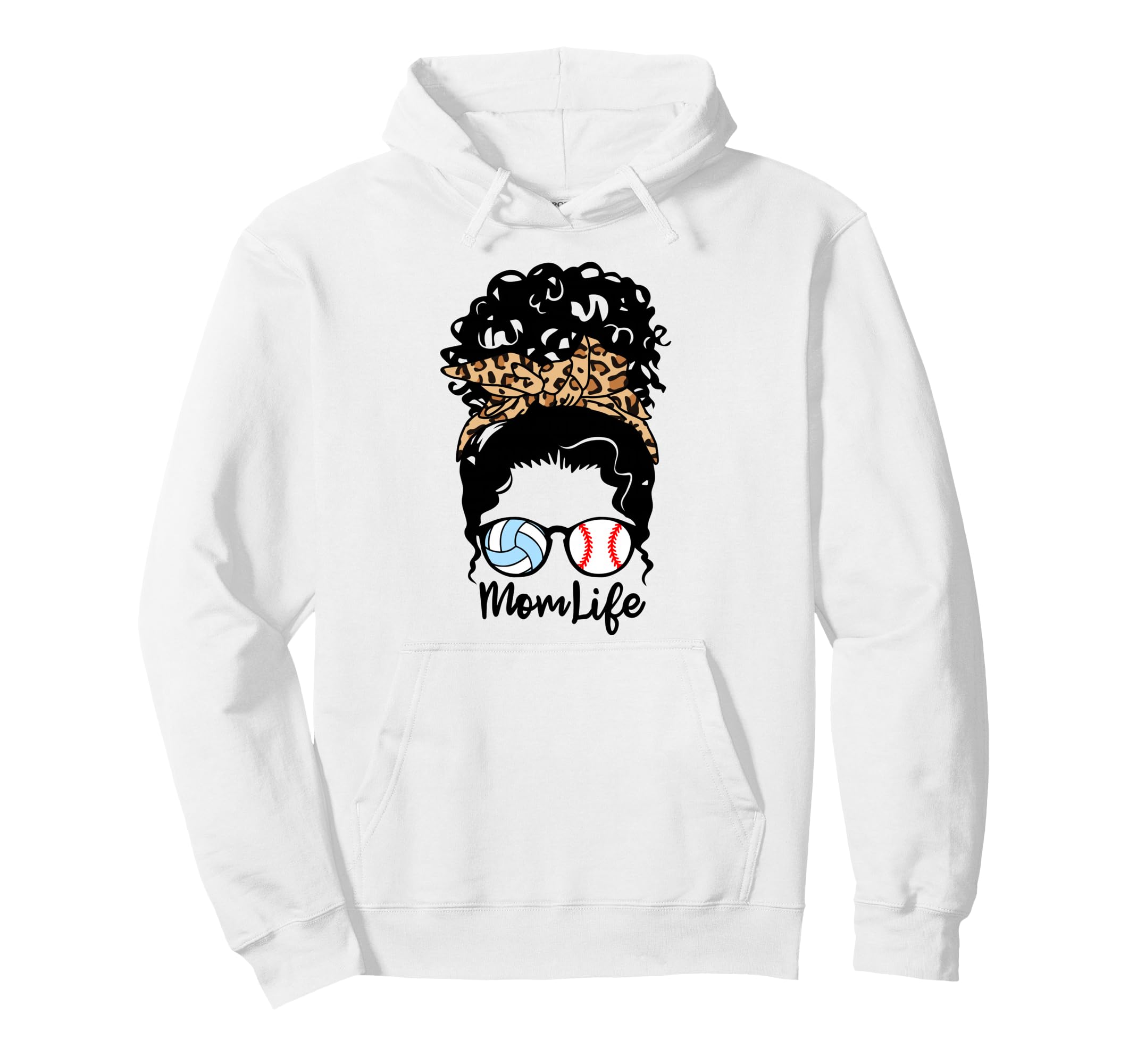 Mom Life Messy Bun Curly Hair Hoodie - Streetwear Style for Adults - T-Shirt, Sweatshirt, Hoodie