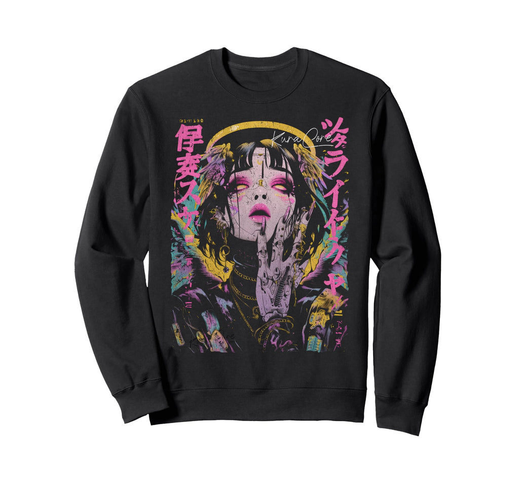 Japanese Streetwear Cyberpunk Sweatshirt - Minimalist Print for Adults - T-Shirt, Sweatshirt, Hoodie