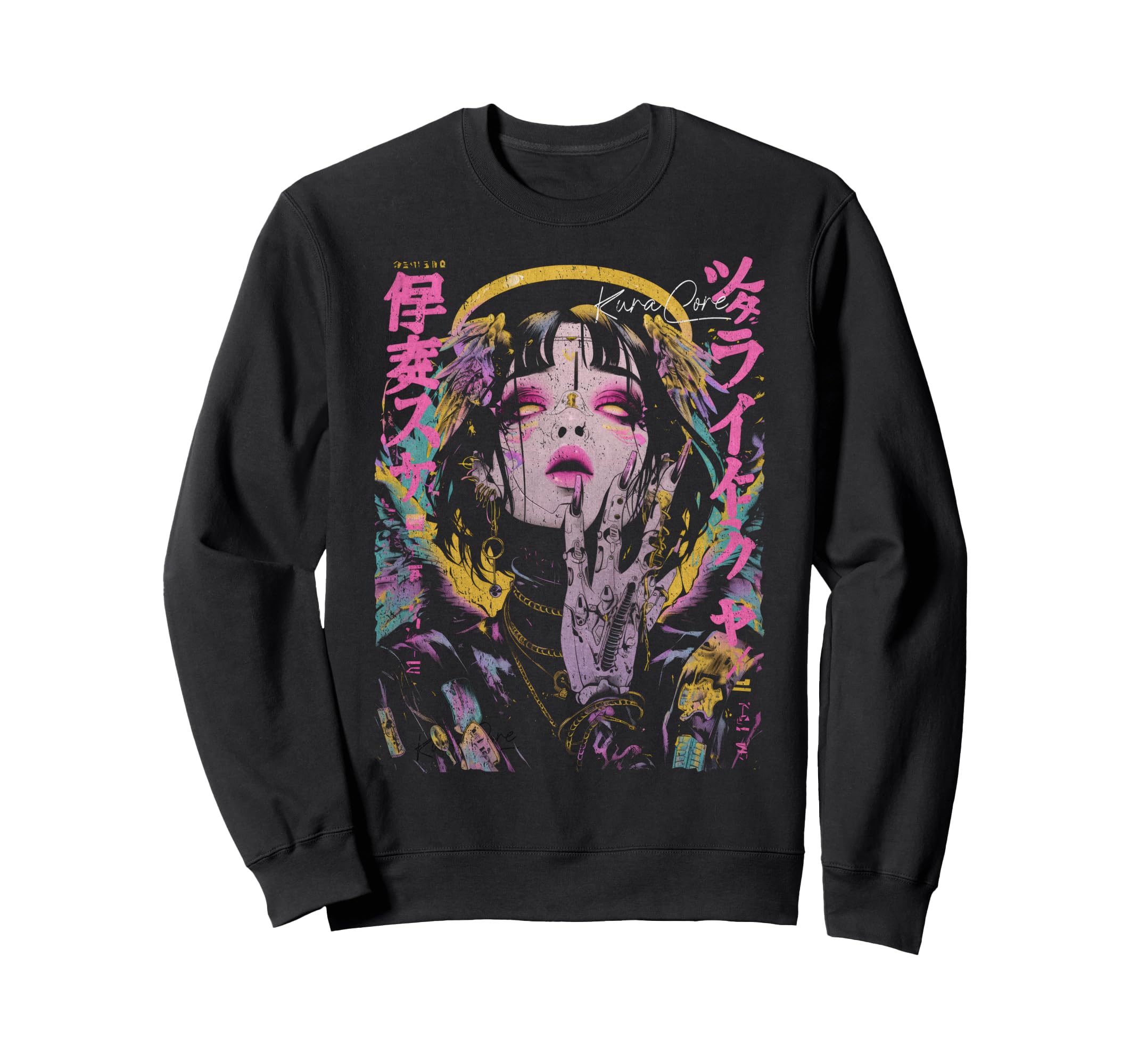 Japanese Streetwear Cyberpunk Sweatshirt - Minimalist Print for Adults - T-Shirt, Sweatshirt, Hoodie