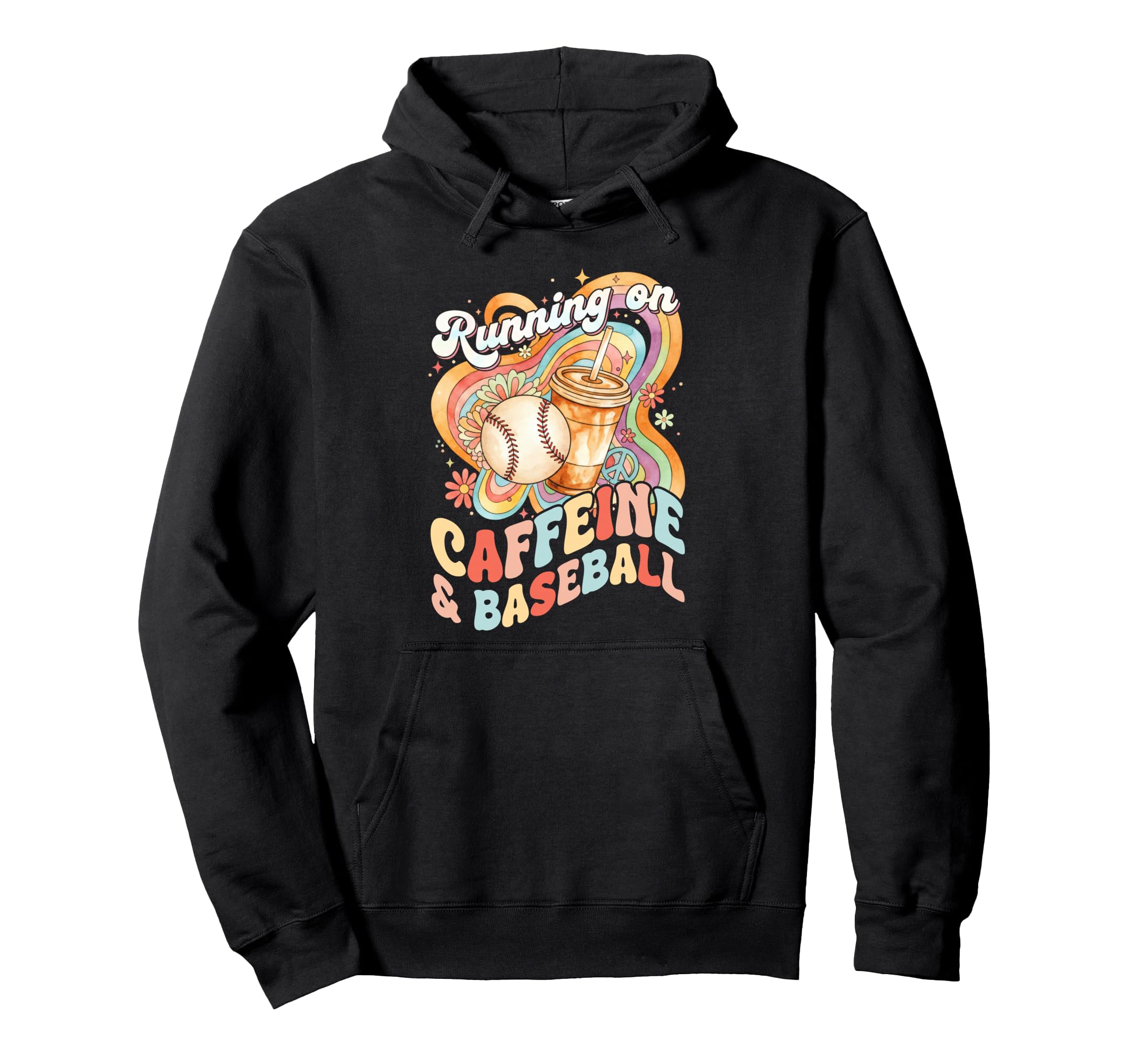 Baseball Mom Coffee Groovy Caffeine Hoodie - Streetwear Style for Adults - T-Shirt, Sweatshirt, Hoodie