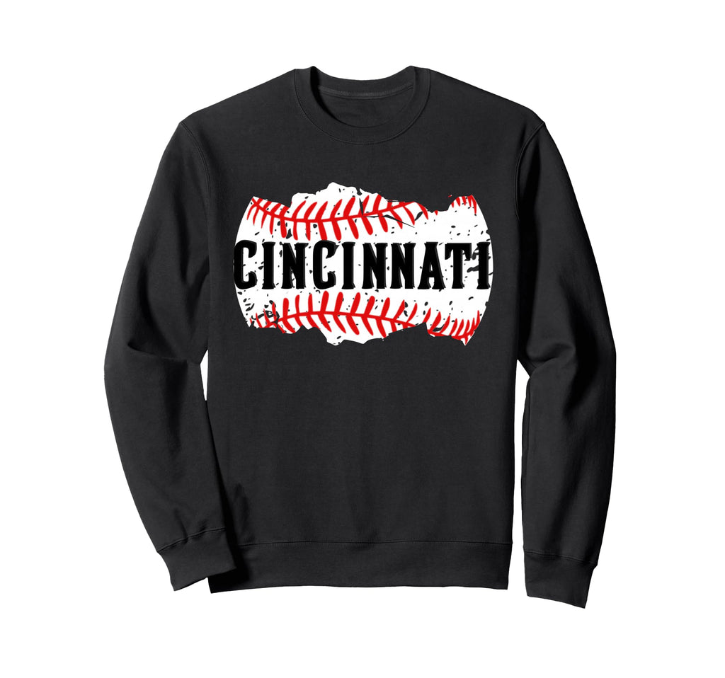 Cincinnati Distressed Baseball Sweatshirt - Streetwear Style Men Women - T-Shirt, Sweatshirt, Hoodie