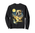 English Bulldog Howling To Moon Sweatshirt - Novelty Apparel Men Women - T-Shirt, Sweatshirt, Hoodie