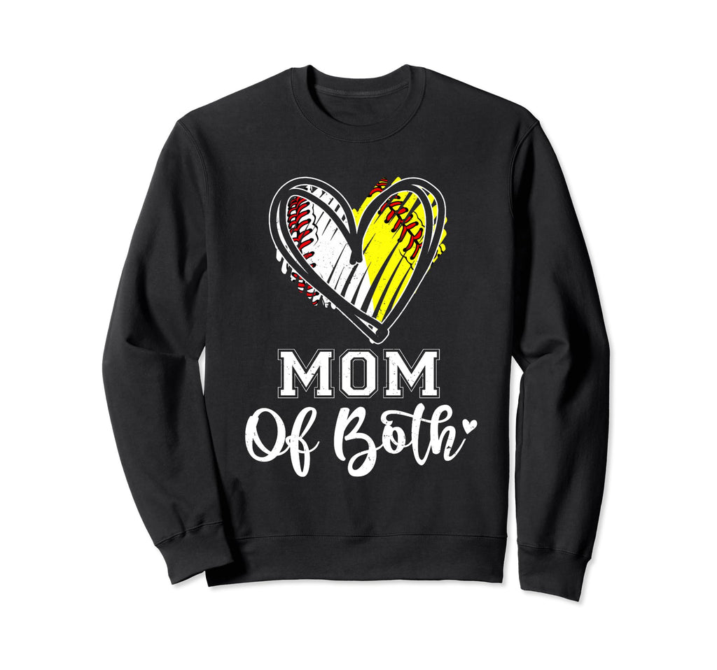 Mom Both Baseball Softball Heart Sweatshirt - Novelty Apparel Unisex - T-Shirt, Sweatshirt, Hoodie