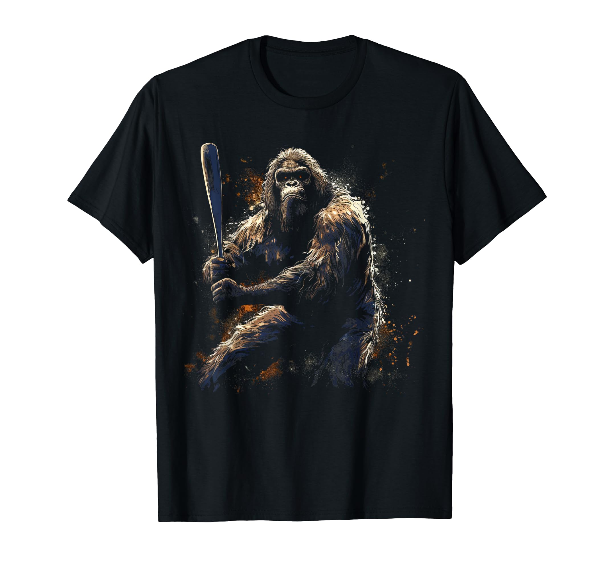 Funny Sasquatch Bigfoot Playing Baseball T-Shirt - Unique Graphic Unisex - T-Shirt, Sweatshirt, Hoodie