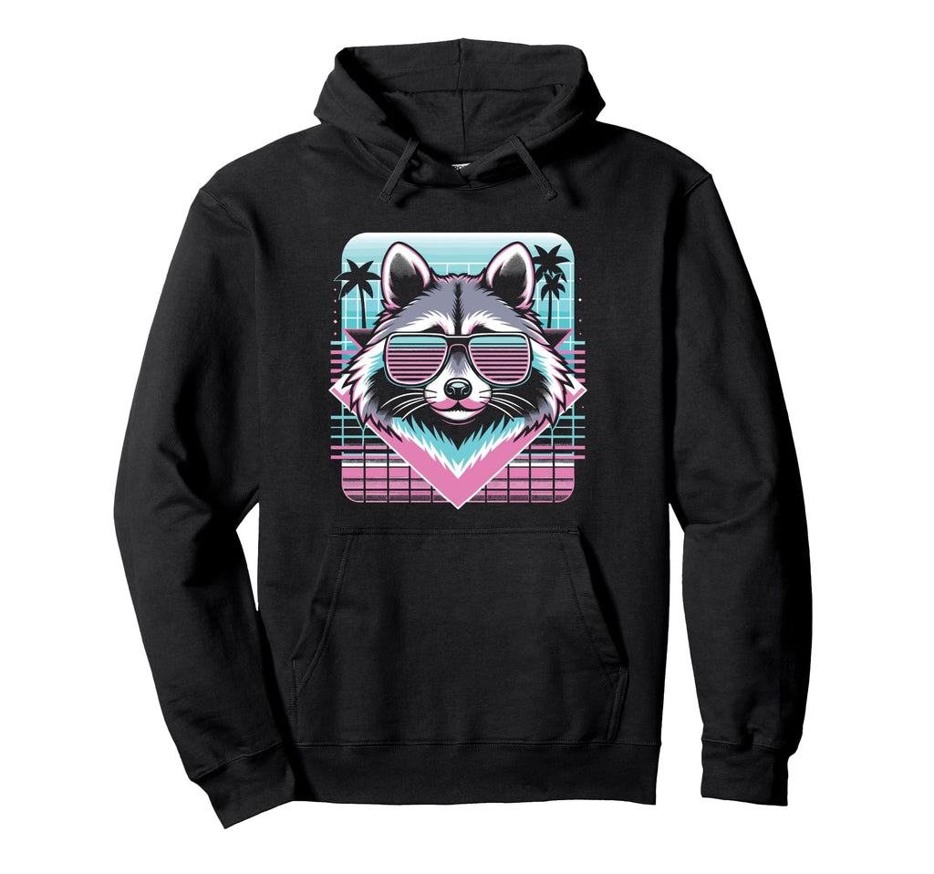 Raccoon Sunglasses 80S Aesthetic Hoodie - Minimalist Print Men Women - T-Shirt, Sweatshirt, Hoodie
