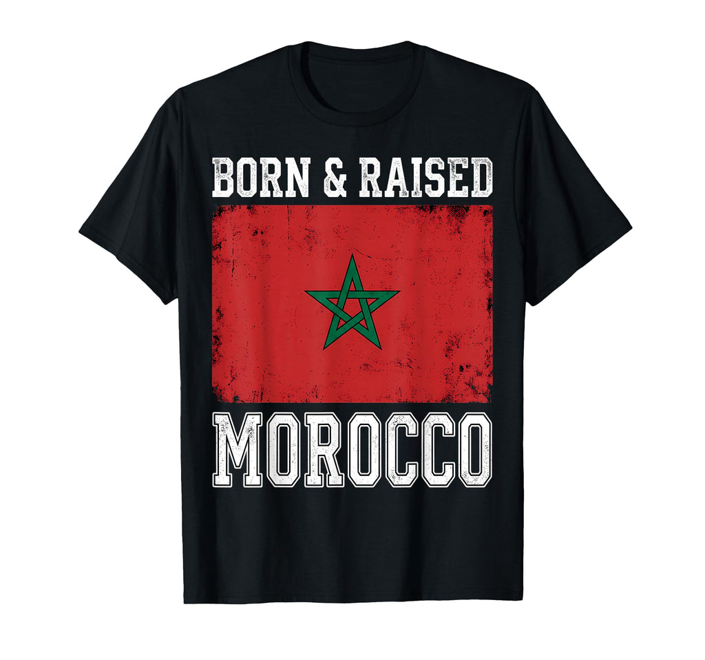Born Raised Morocco Distressed Flag T-Shirt - Streetwear Style Men Women - T-Shirt, Sweatshirt, Hoodie