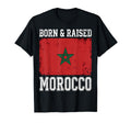 Born Raised Morocco Distressed Flag T-Shirt - Streetwear Style Men Women - T-Shirt, Sweatshirt, Hoodie