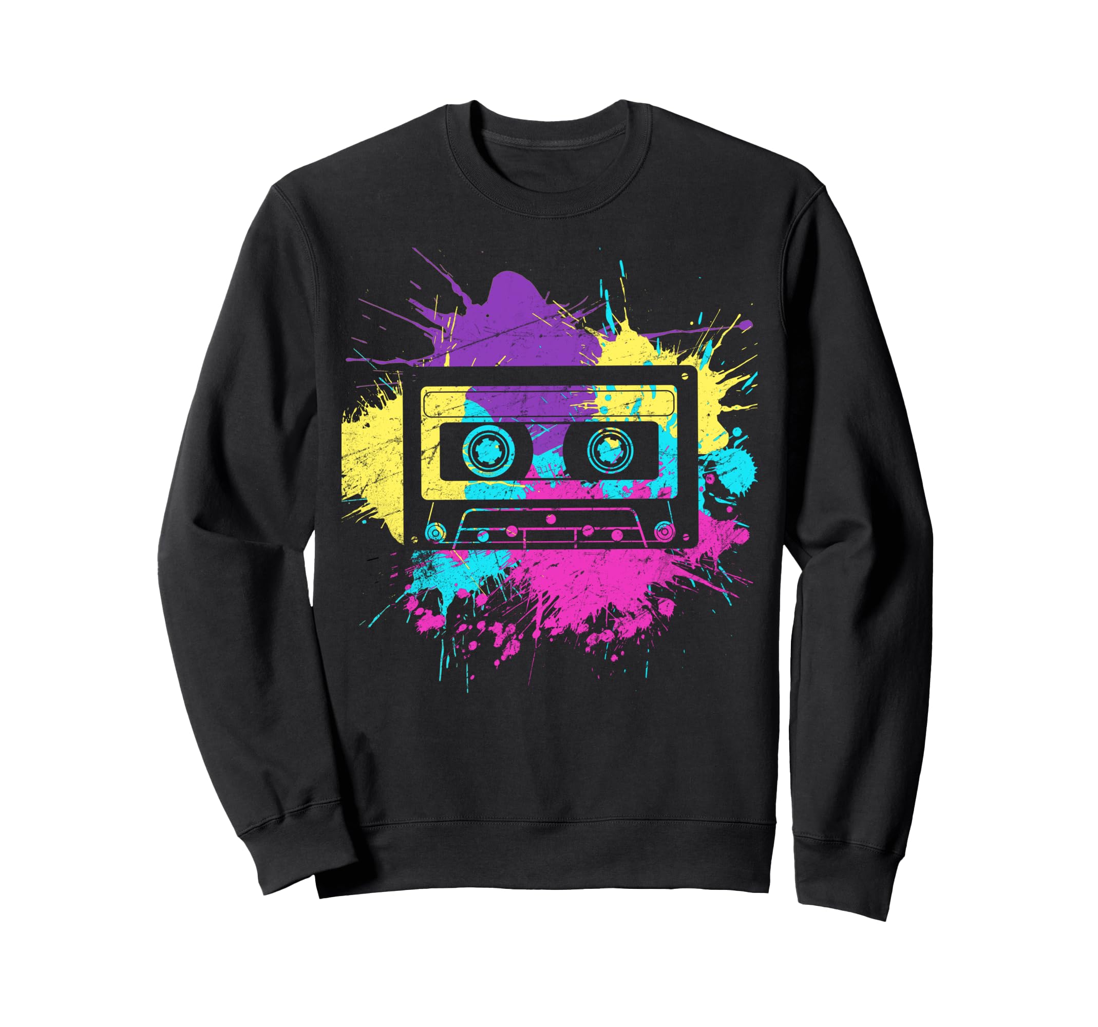 80S 90S Cassette Tape Paint Sweatshirt - Fun Novelty Design for Adults - T-Shirt, Sweatshirt, Hoodie