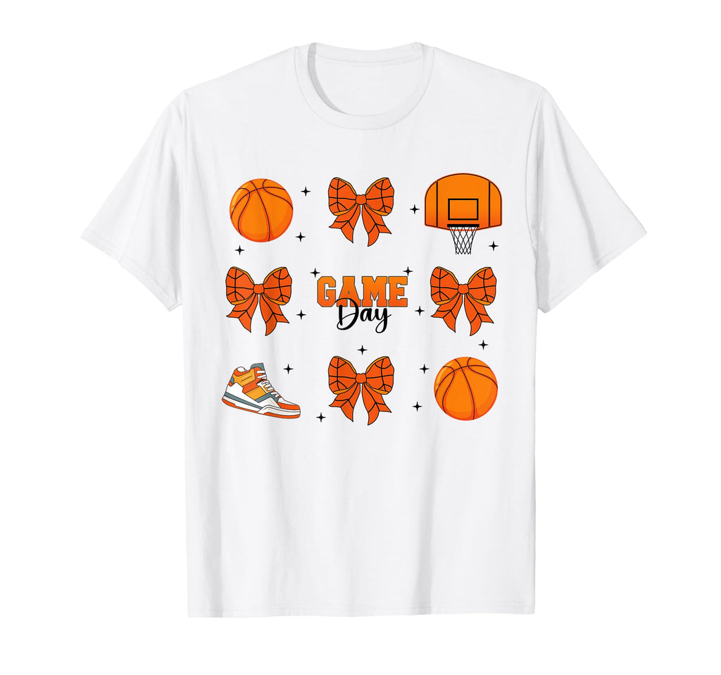 Coquette Basketball Bow Game Day T-Shirt - Custom Art Print Men Women - T-Shirt, Sweatshirt, Hoodie