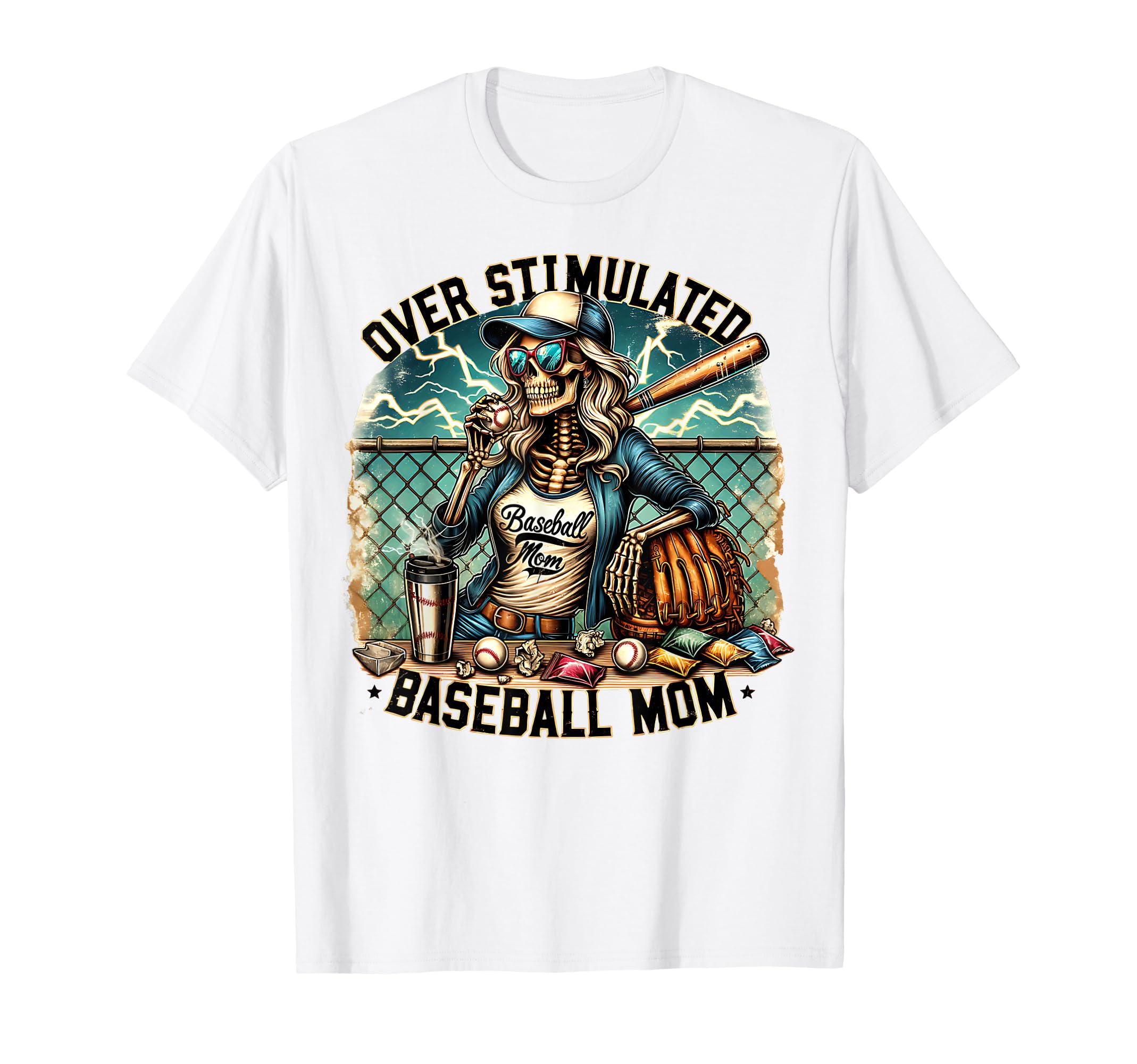 Baseball Mom Overstimulated Mama T-Shirt - Fun Novelty Design Unisex - T-Shirt, Sweatshirt, Hoodie