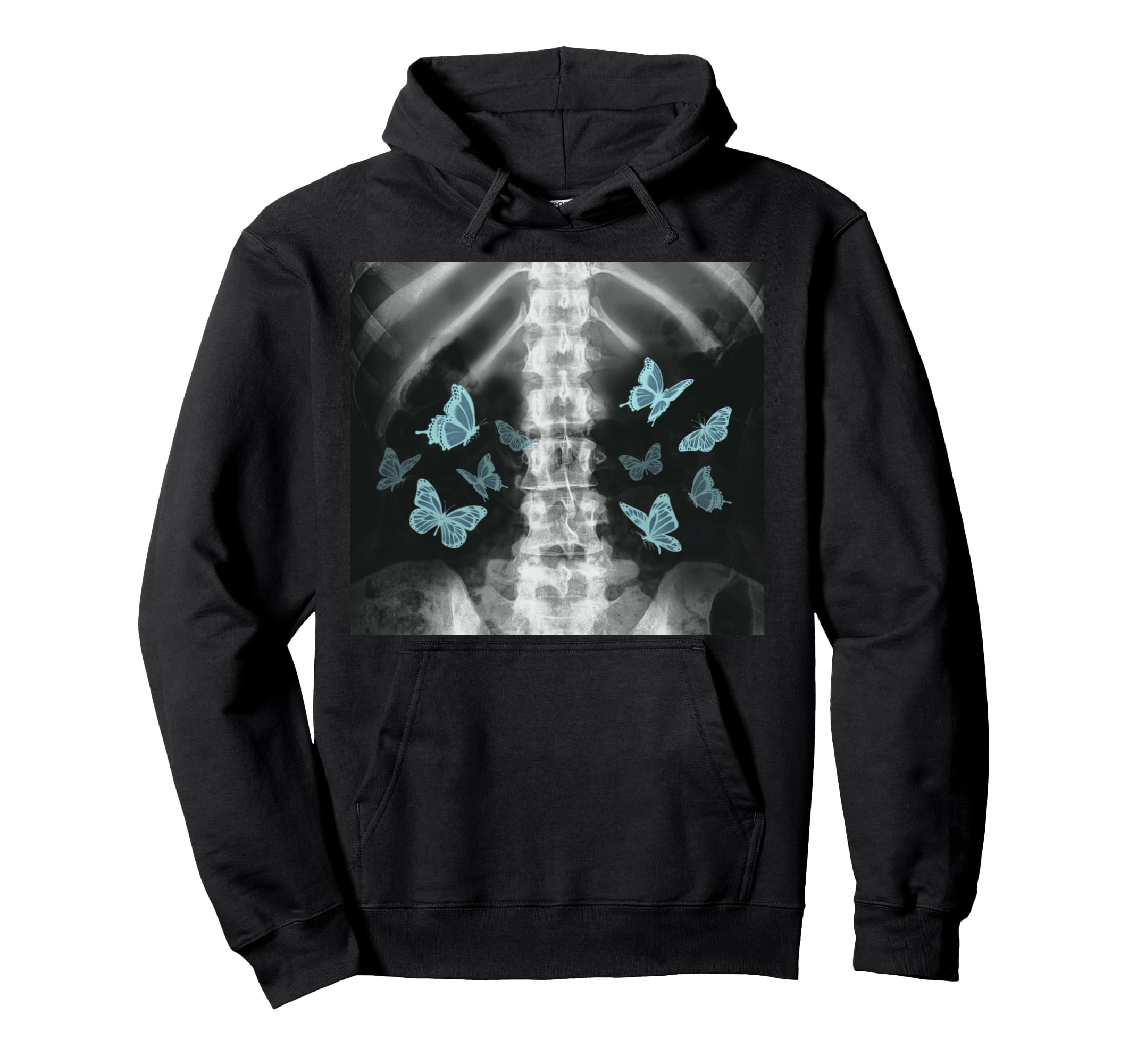 Xray Skeleton Blue Butterfly Egirl Hoodie - Casual Everyday Wear Men Women - T-Shirt, Sweatshirt, Hoodie