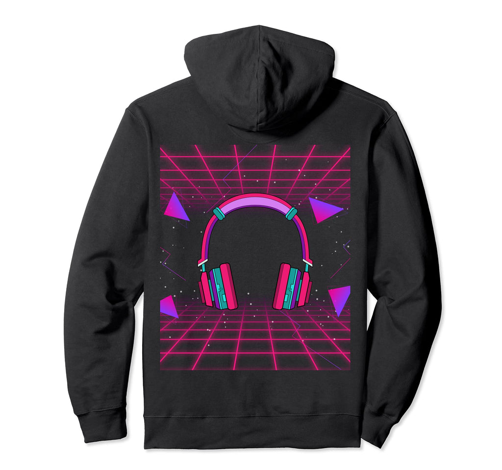 Synthwave Music Headphones 80S Vaporwave Hoodie - Unique Graphic Men Women - T-Shirt, Sweatshirt, Hoodie