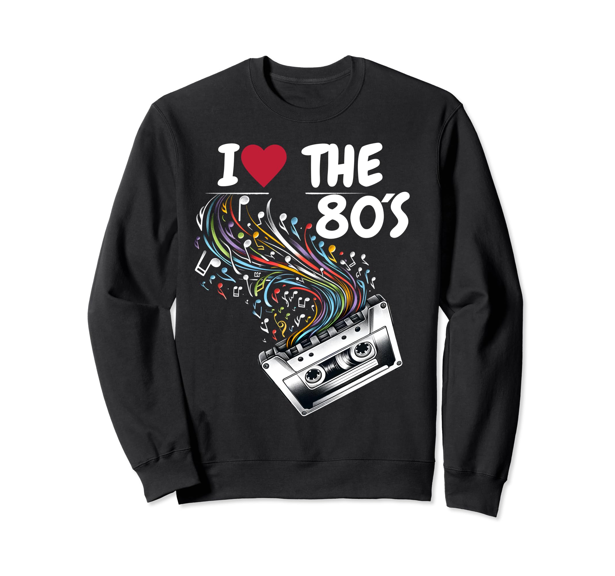 80S Music Notes Cassette Tape Music Sweatshirt - Trendy Graphic Men Women - T-Shirt, Sweatshirt, Hoodie