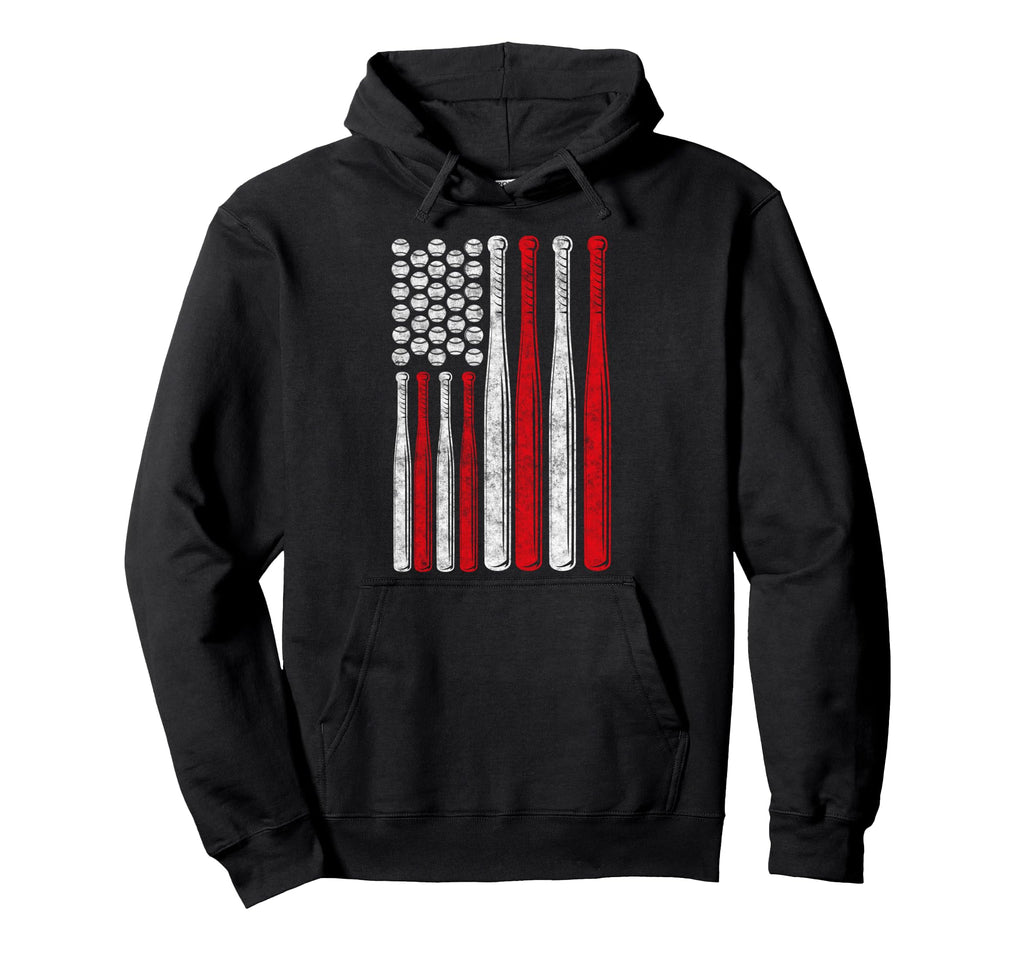 Baseball Us Flag Baseball Lover Dad Hoodie - Streetwear Style Unisex - T-Shirt, Sweatshirt, Hoodie