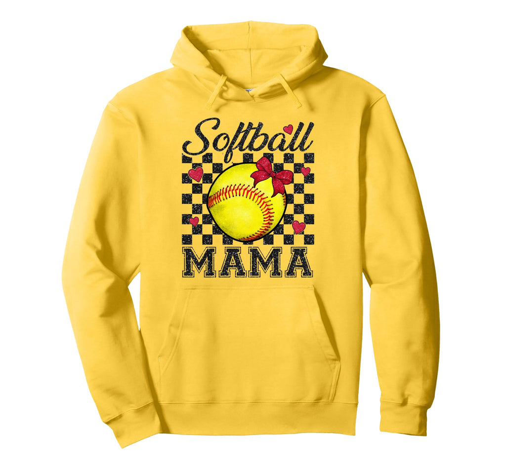 Softball Mama Bow Softball Mom Baseball Hoodie - Minimalist Print Unisex - T-Shirt, Sweatshirt, Hoodie