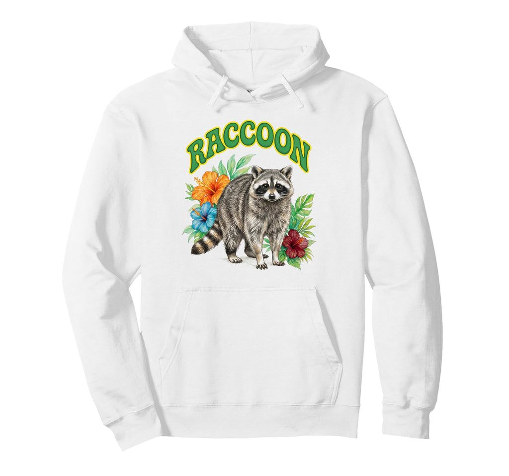 Raccoon Groovy Floral Raccoon Watercolor Hoodie - Novelty Apparel Unisex - T-Shirt, Sweatshirt, Hoodie