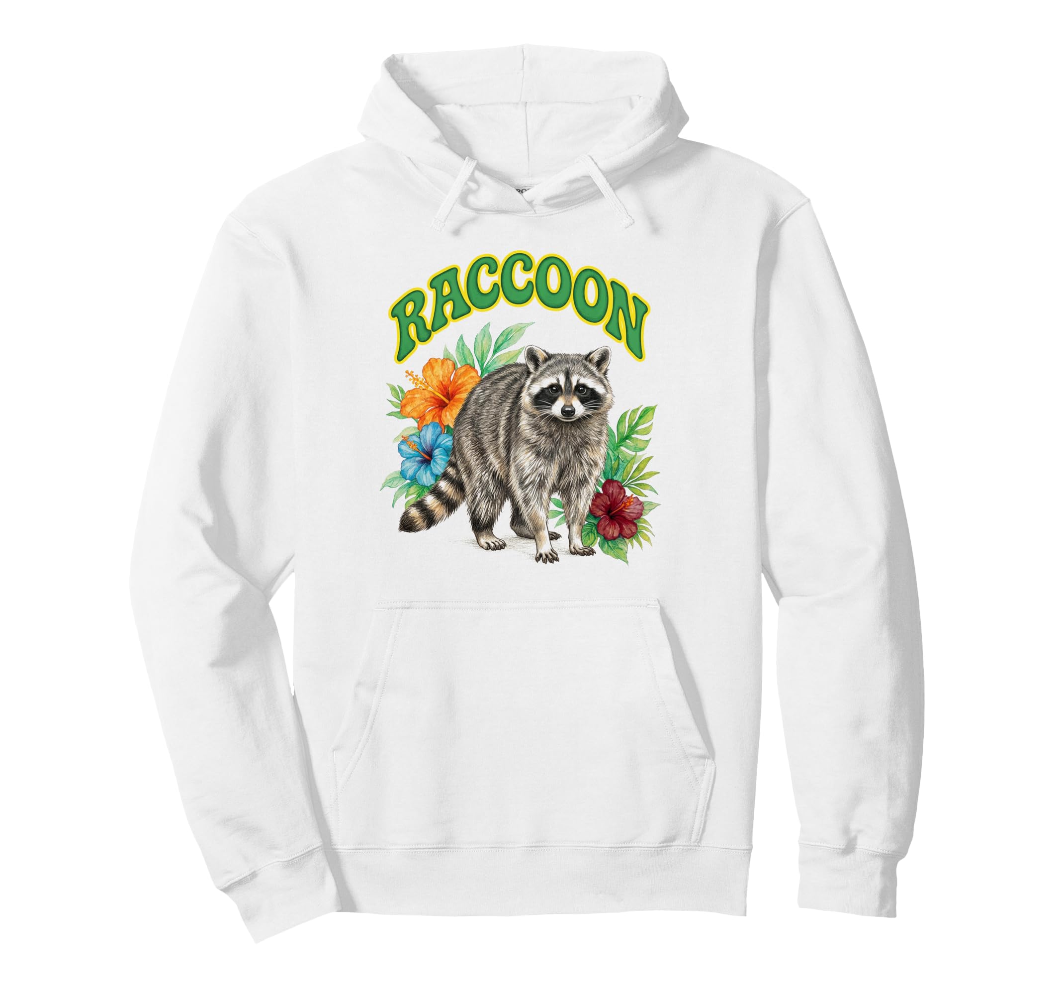 Raccoon Groovy Floral Raccoon Watercolor Hoodie - Novelty Apparel Unisex - T-Shirt, Sweatshirt, Hoodie