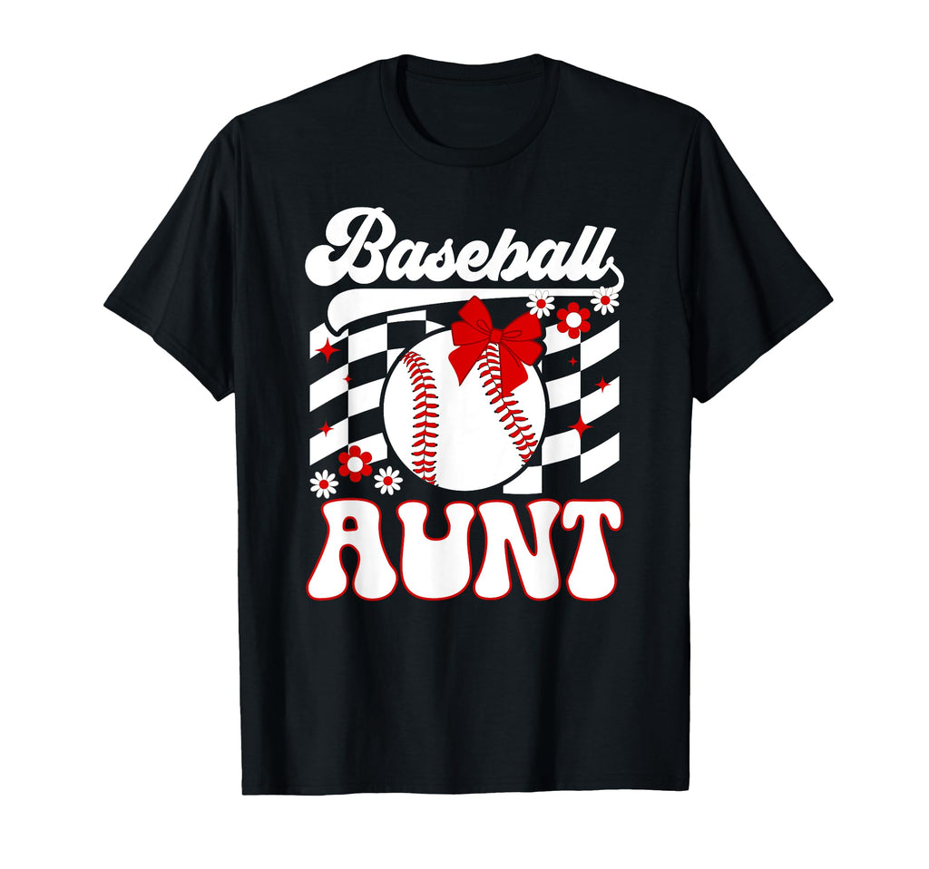Groovy Baseball Aunt Baseball T-Shirt - Fun Novelty Design for Adults - T-Shirt, Sweatshirt, Hoodie