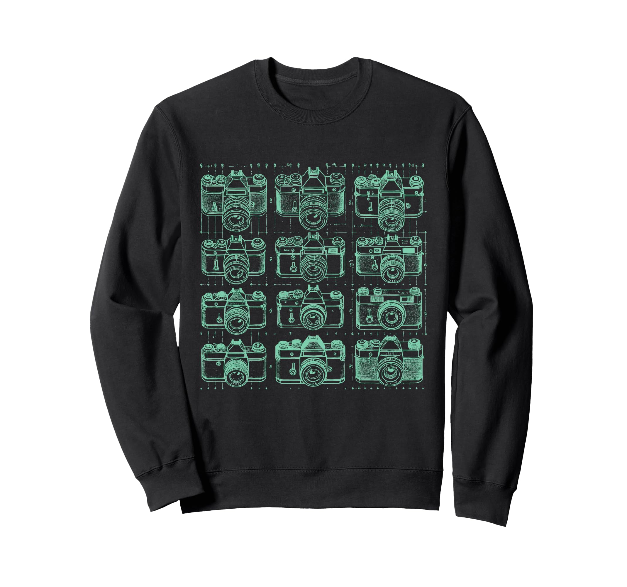 Camera Grid Teal Sweatshirt - Minimalist Print Men Women - T-Shirt, Sweatshirt, Hoodie