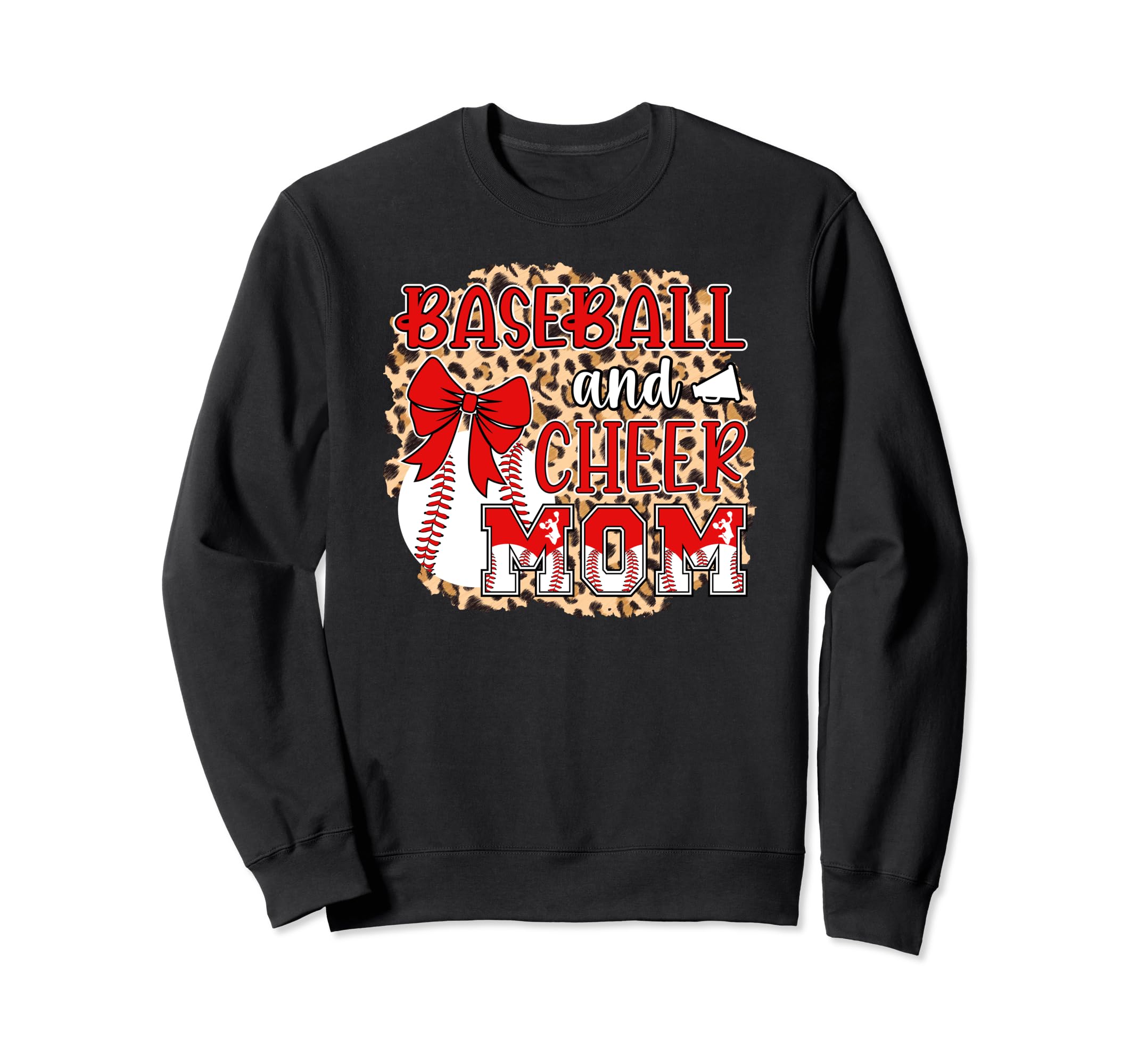 Baseball And Cheer Mom Leopard Sweatshirt - Fun Novelty Design for Adults - T-Shirt, Sweatshirt, Hoodie