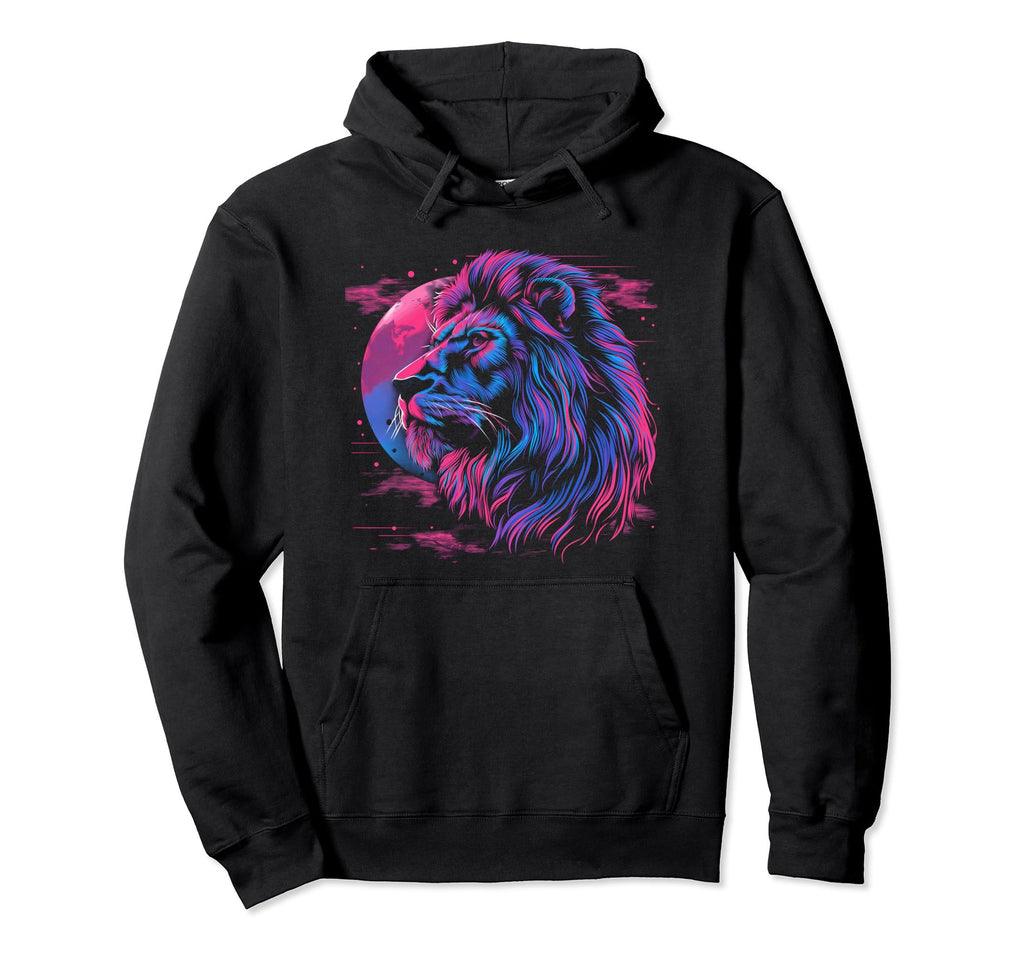 Lion Vaporwave Aesthetic Synthwave 80S Hoodie - Minimalist Print Men Women - T-Shirt, Sweatshirt, Hoodie