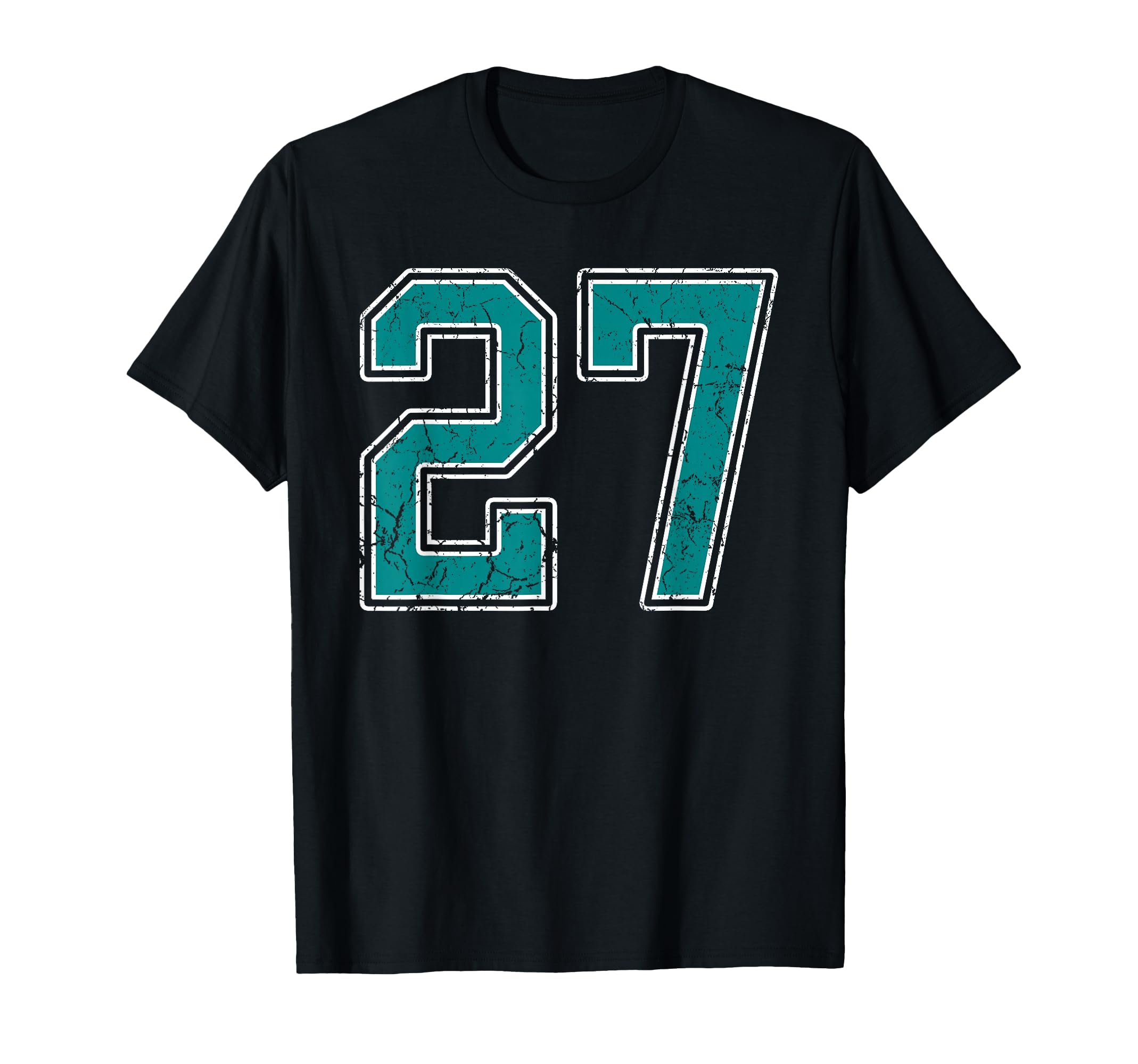 Teal And White Number 27 Jersey Player T-Shirt - Trendy Graphic for Adults - T-Shirt, Sweatshirt, Hoodie