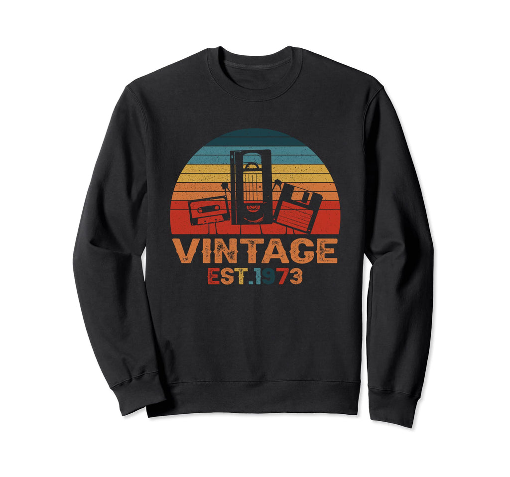 Est 1973 Cassette Tape Floppy Disk Sweatshirt - Novelty Apparel Men Women - T-Shirt, Sweatshirt, Hoodie