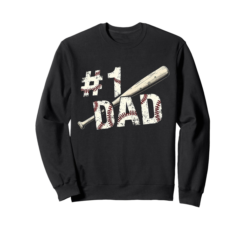 Number One Baseball Dad Fathers Sweatshirt - Minimalist Print for Adults - T-Shirt, Sweatshirt, Hoodie