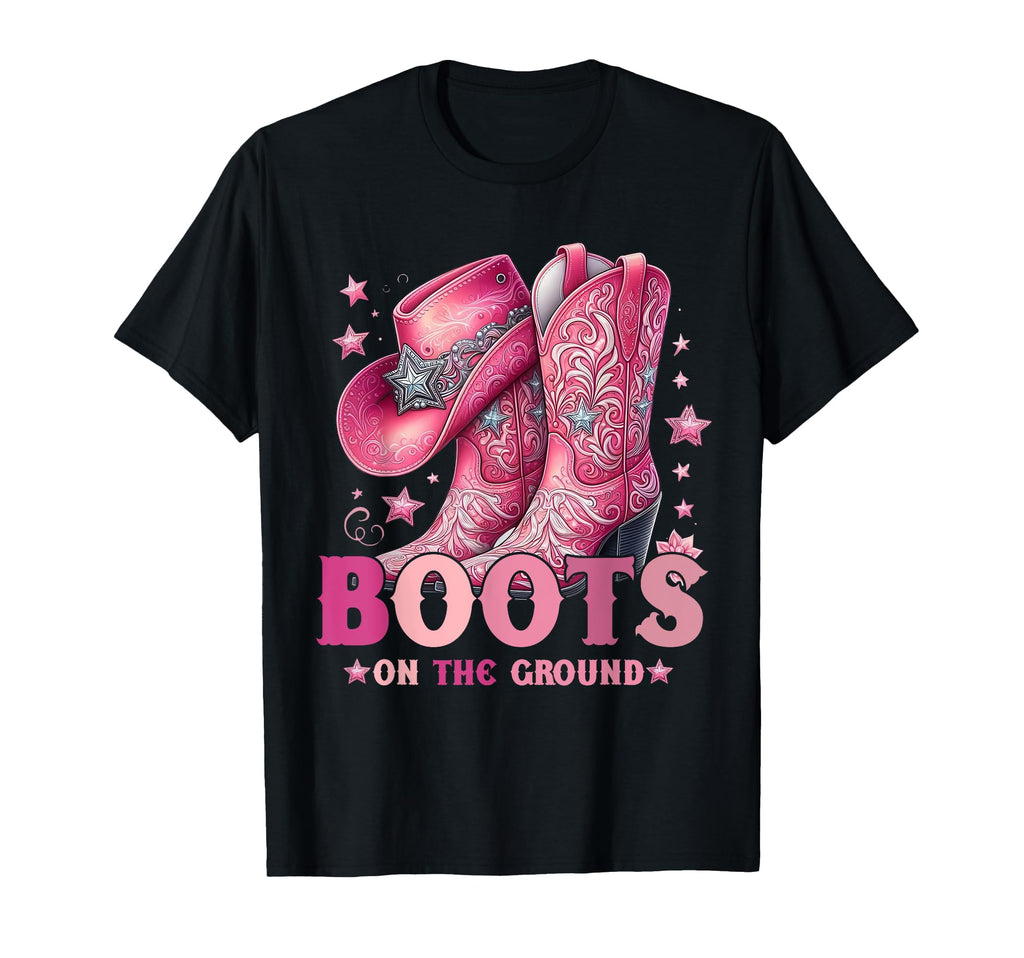 Boots Ground Western Cowgirl Hat Boots T-Shirt - Novelty Apparel Unisex - T-Shirt, Sweatshirt, Hoodie