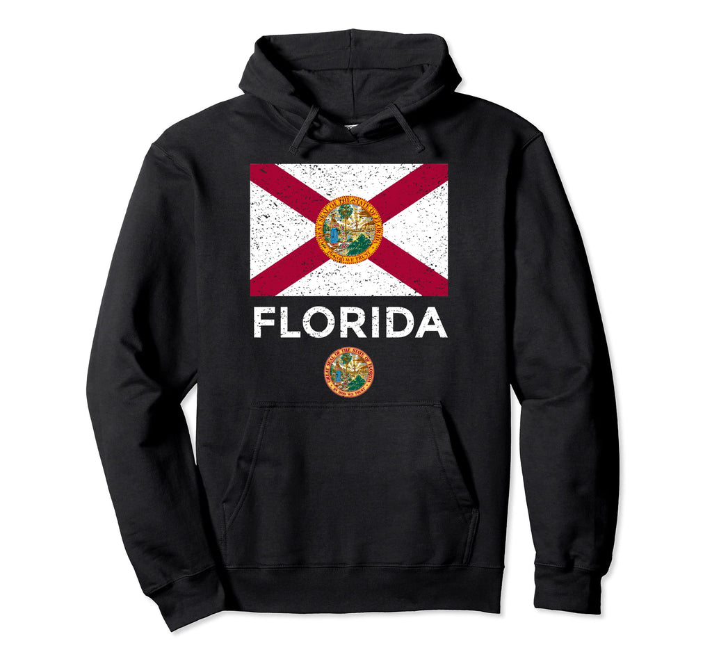 Florida State Flag Seal Distressed Hoodie - Custom Art Print for Adults - T-Shirt, Sweatshirt, Hoodie