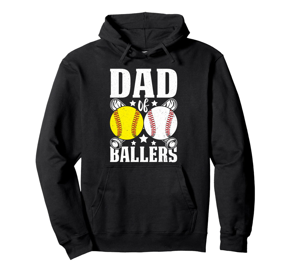 Dad Ballers Softball Baseball Sports Hoodie - Graphic Print Men Women - T-Shirt, Sweatshirt, Hoodie