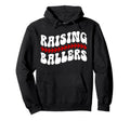 Raising Ballers Groovy Baseball Softball Hoodie - Unique Graphic Unisex - T-Shirt, Sweatshirt, Hoodie