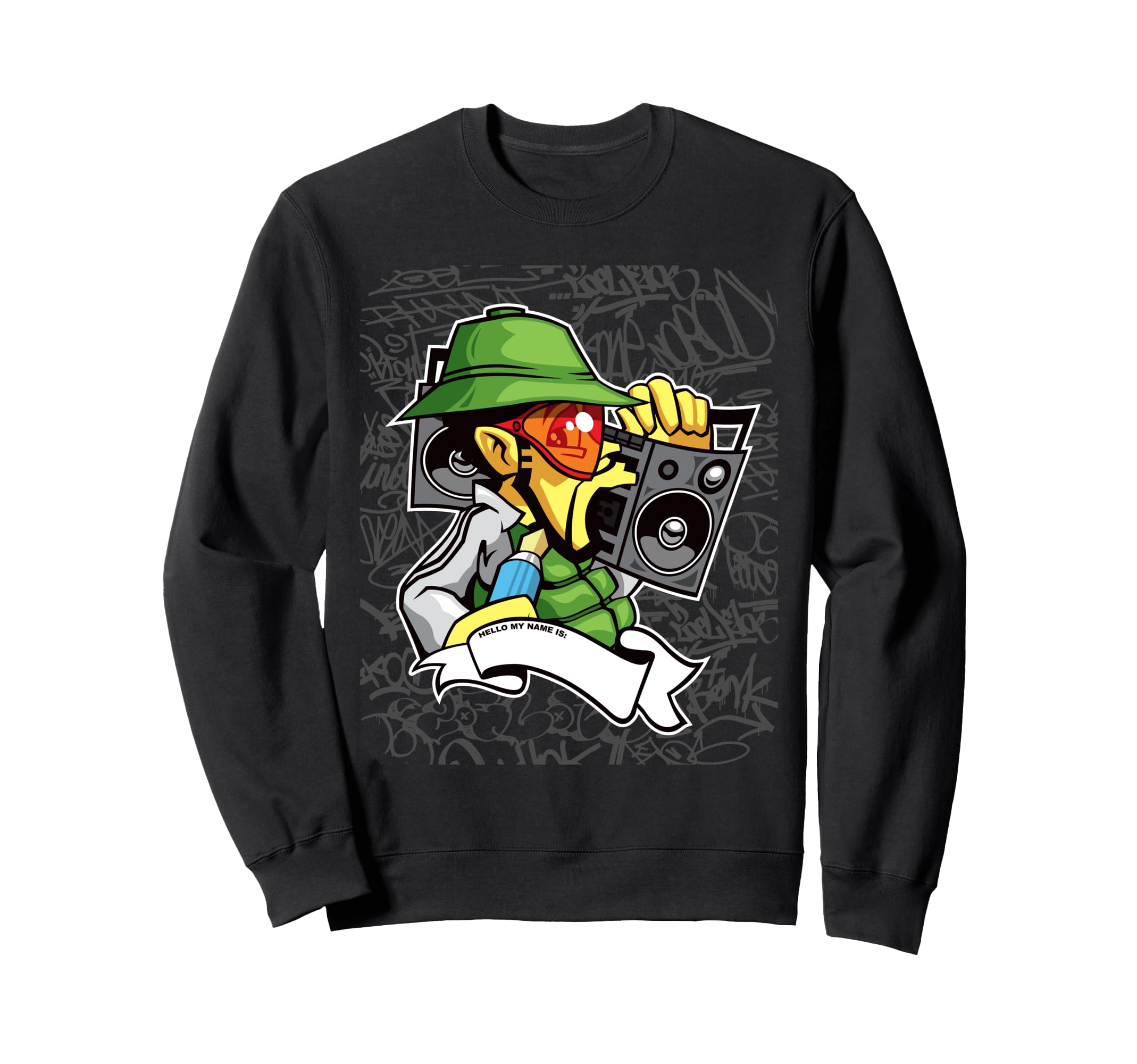 Hip Hop B Graffiti Character Old Sweatshirt - Custom Art Print Men Women - T-Shirt, Sweatshirt, Hoodie