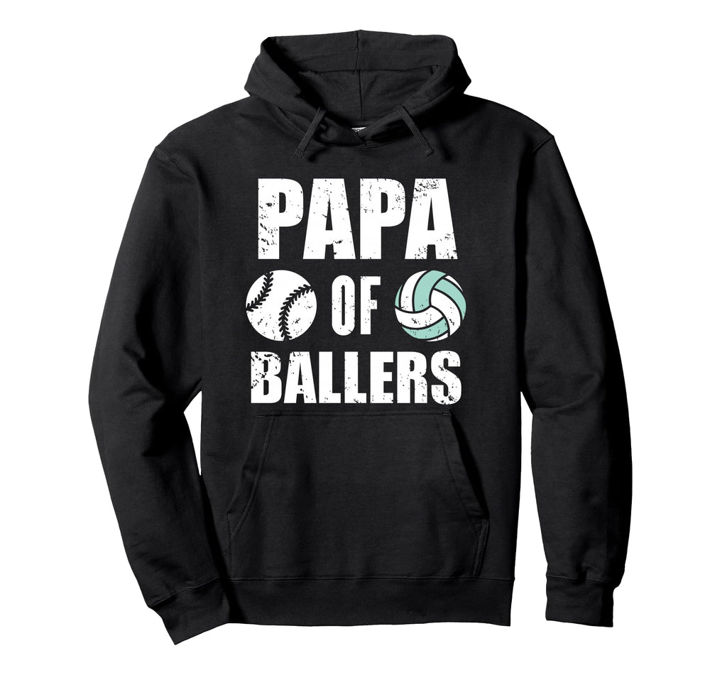 Papa Ballers Funny Baseball Hoodie - Fun Novelty Design Men Women - T-Shirt, Sweatshirt, Hoodie