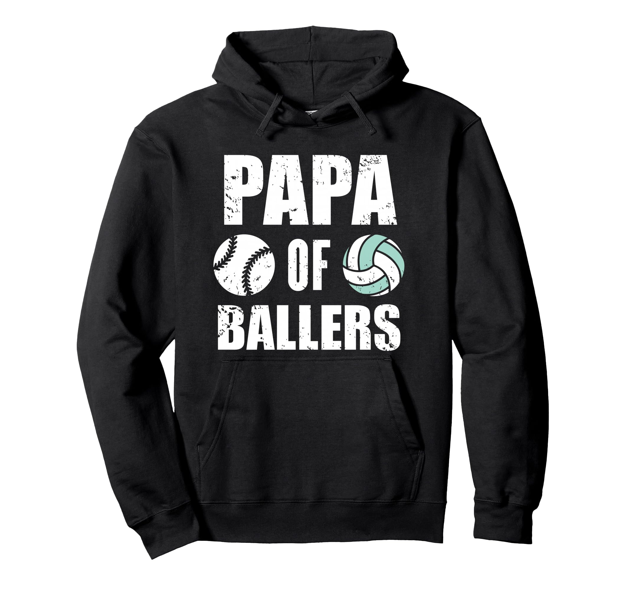 Papa Ballers Funny Baseball Hoodie - Fun Novelty Design Men Women - T-Shirt, Sweatshirt, Hoodie