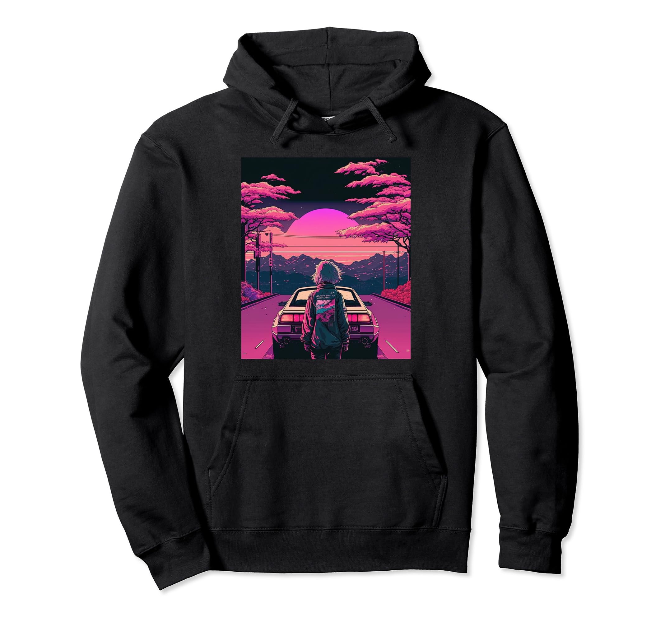 Aesthetic Sunset Japanese Vaporwave Anime Hoodie - Minimalist Print Unisex - T-Shirt, Sweatshirt, Hoodie