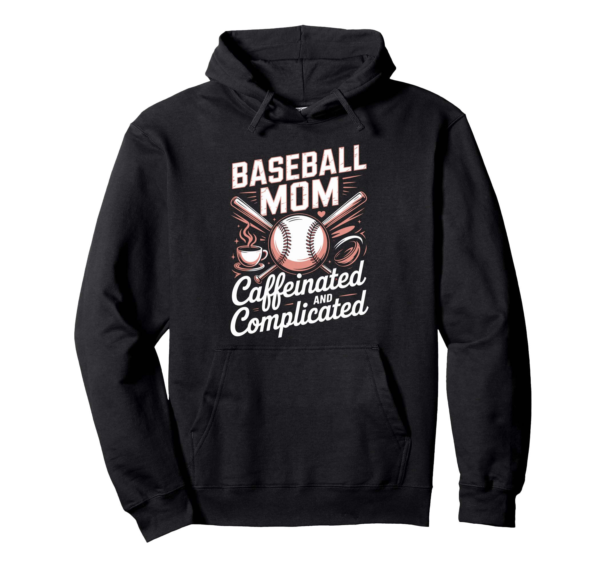Baseball Mom Caffeinated And Hoodie - Custom Art Print Men Women - T-Shirt, Sweatshirt, Hoodie