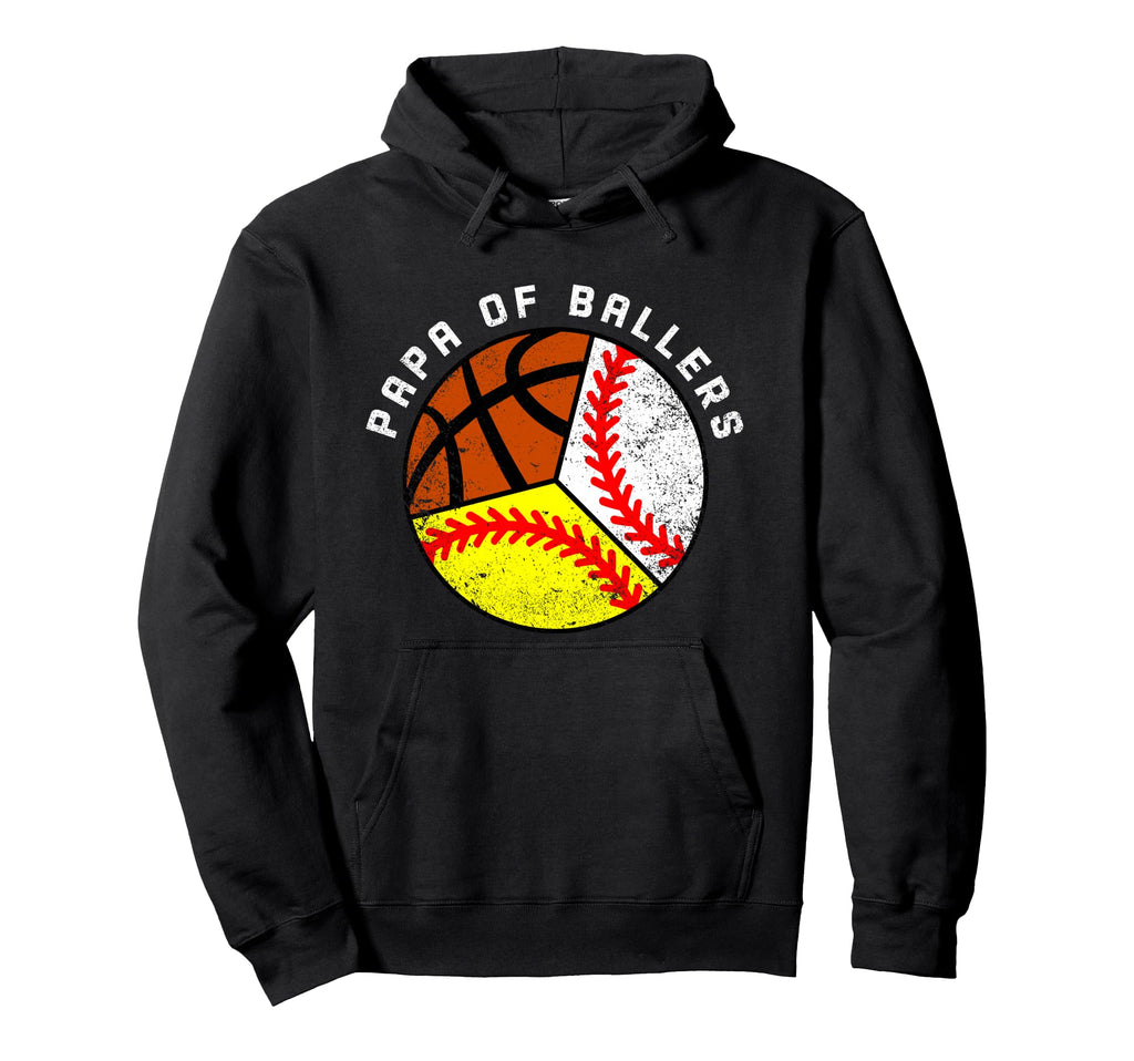Papa Ballers Funny Baseball Softball Hoodie - Custom Art Print Unisex - T-Shirt, Sweatshirt, Hoodie