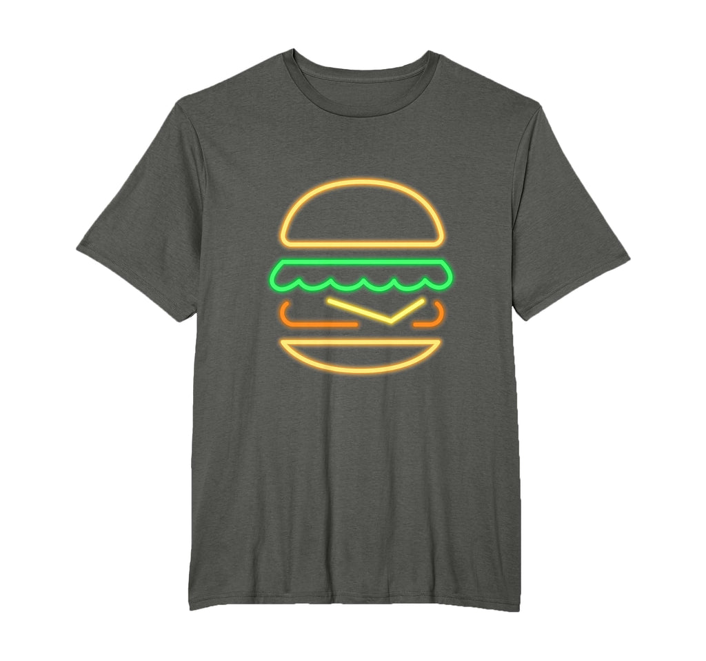Burger Neon 80S Neon Sign T-Shirt - Custom Art Print Unisex - T-Shirt, Sweatshirt, Hoodie