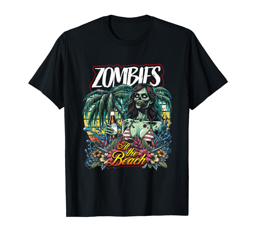 Zombie Beach Party Tropical Vacation T-Shirt - Streetwear Style Unisex - T-Shirt, Sweatshirt, Hoodie