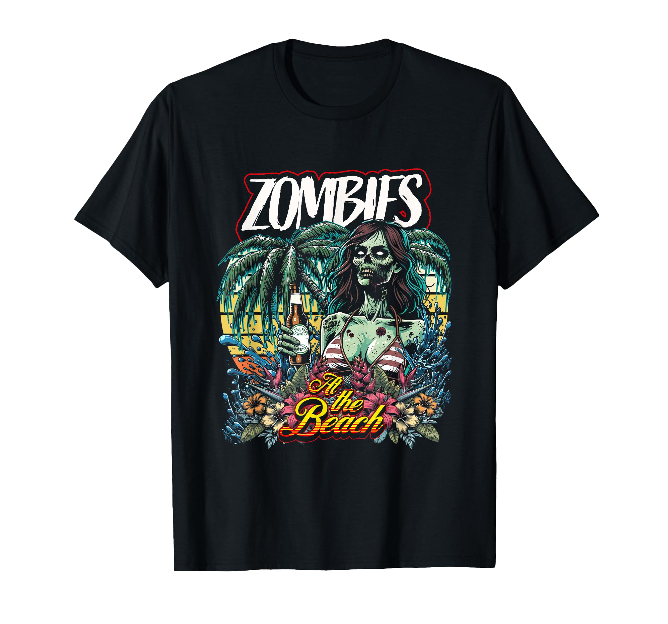 Zombie Beach Party Tropical Vacation T-Shirt - Streetwear Style Unisex - T-Shirt, Sweatshirt, Hoodie