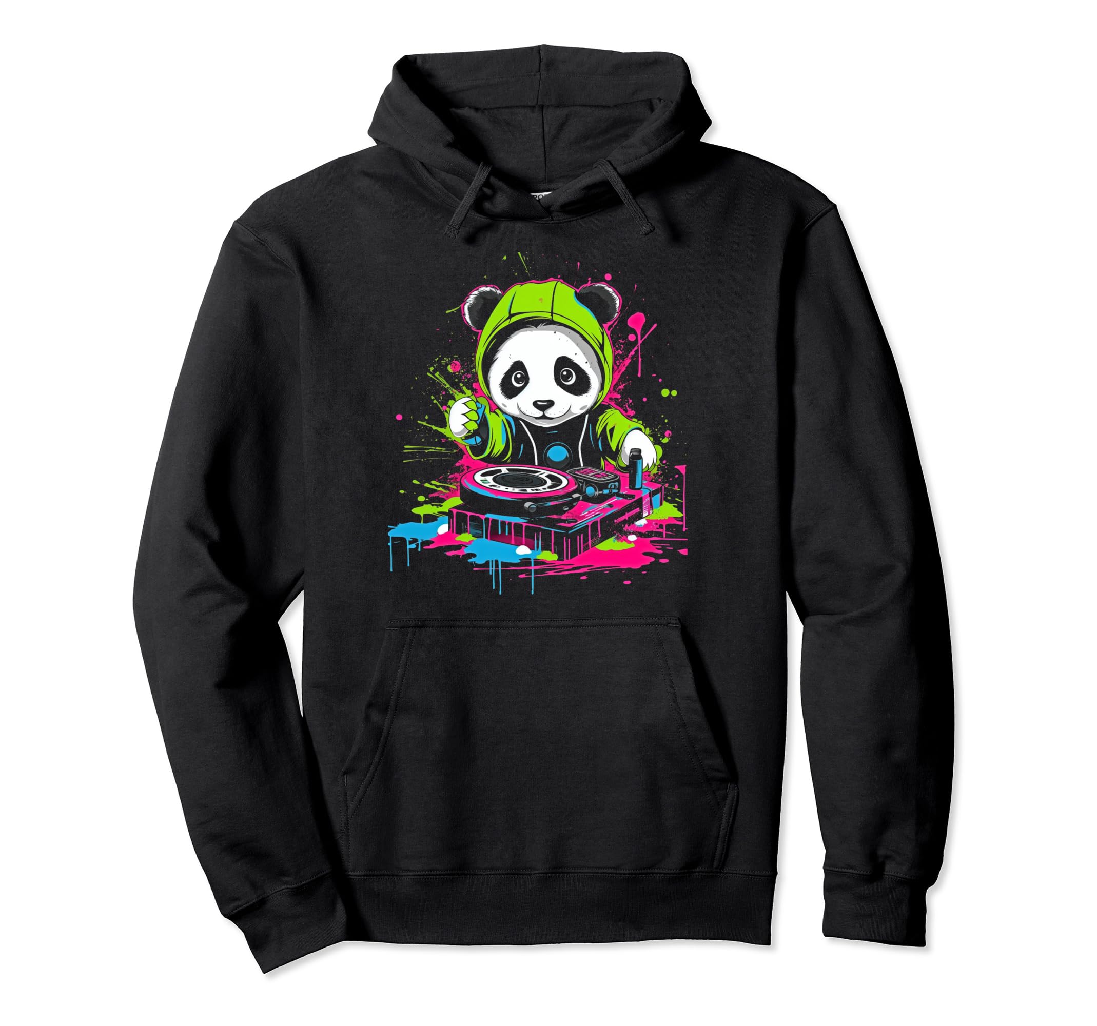 Kawaii Panda Dj Japanese Edm Y2K Hoodie - Minimalist Print Men Women - T-Shirt, Sweatshirt, Hoodie