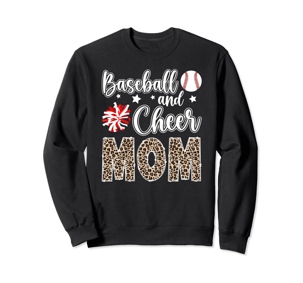 Baseball And Cheer Mom Leopard Sweatshirt - Trendy Graphic for Adults - T-Shirt, Sweatshirt, Hoodie