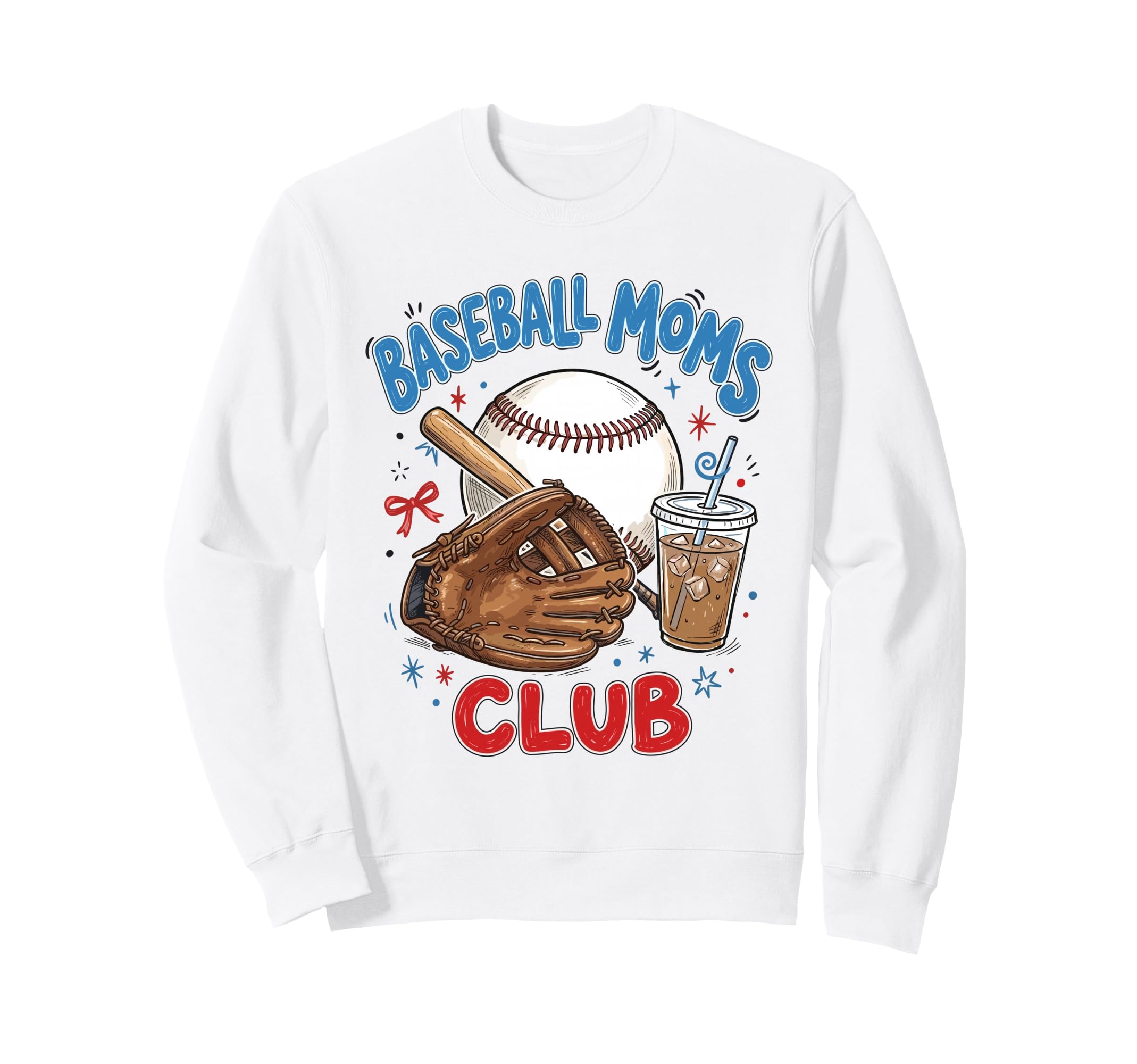 Baseball Moms Club Iced Coffee Sweatshirt - Aesthetic Graphic for Adults - T-Shirt, Sweatshirt, Hoodie