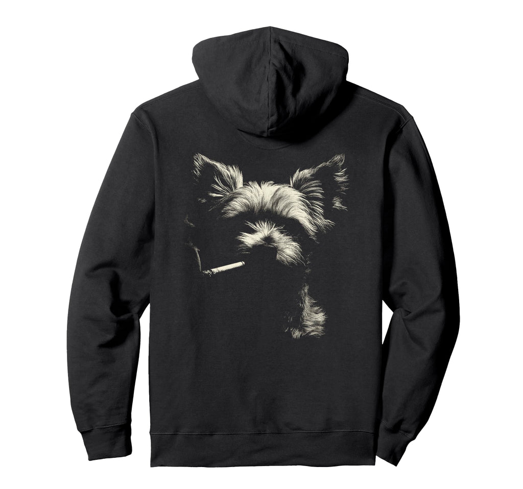 Yorkshire Terrier Smoking Cigarette Hoodie - Minimalist Print Unisex - T-Shirt, Sweatshirt, Hoodie