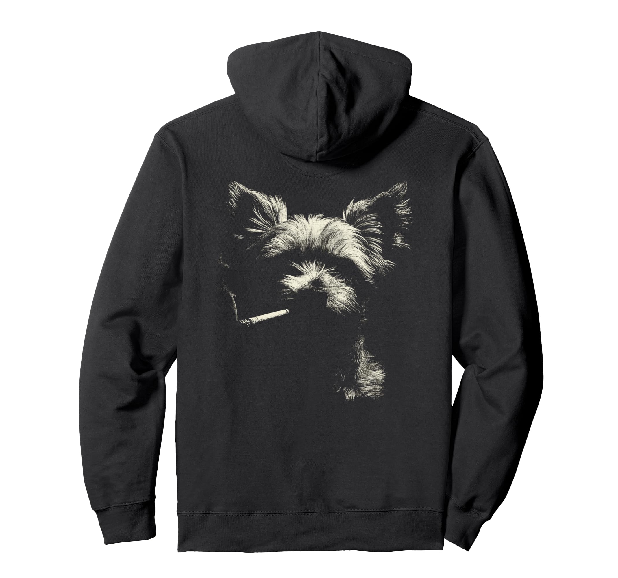 Yorkshire Terrier Smoking Cigarette Hoodie - Minimalist Print Unisex - T-Shirt, Sweatshirt, Hoodie