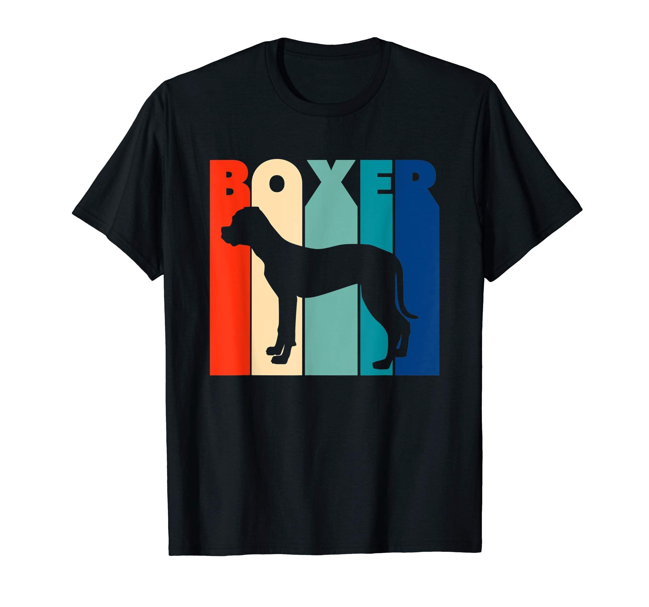 Boxer Stripes 60S 70S 80S Silhouette Dog T-Shirt - Unique Graphic Men Women - T-Shirt, Sweatshirt, Hoodie