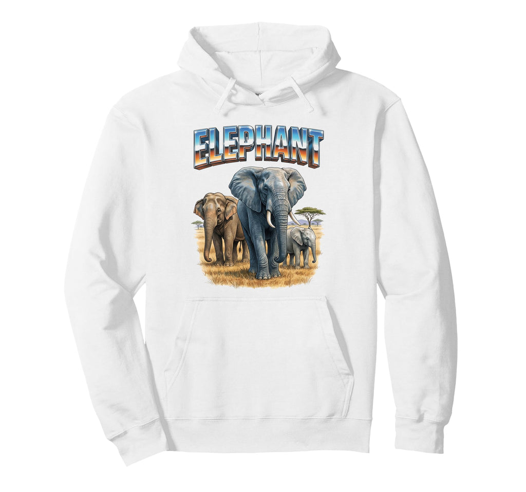 Elephant 70S 90S Elephant African Animal Hoodie - Minimalist Print Unisex - T-Shirt, Sweatshirt, Hoodie