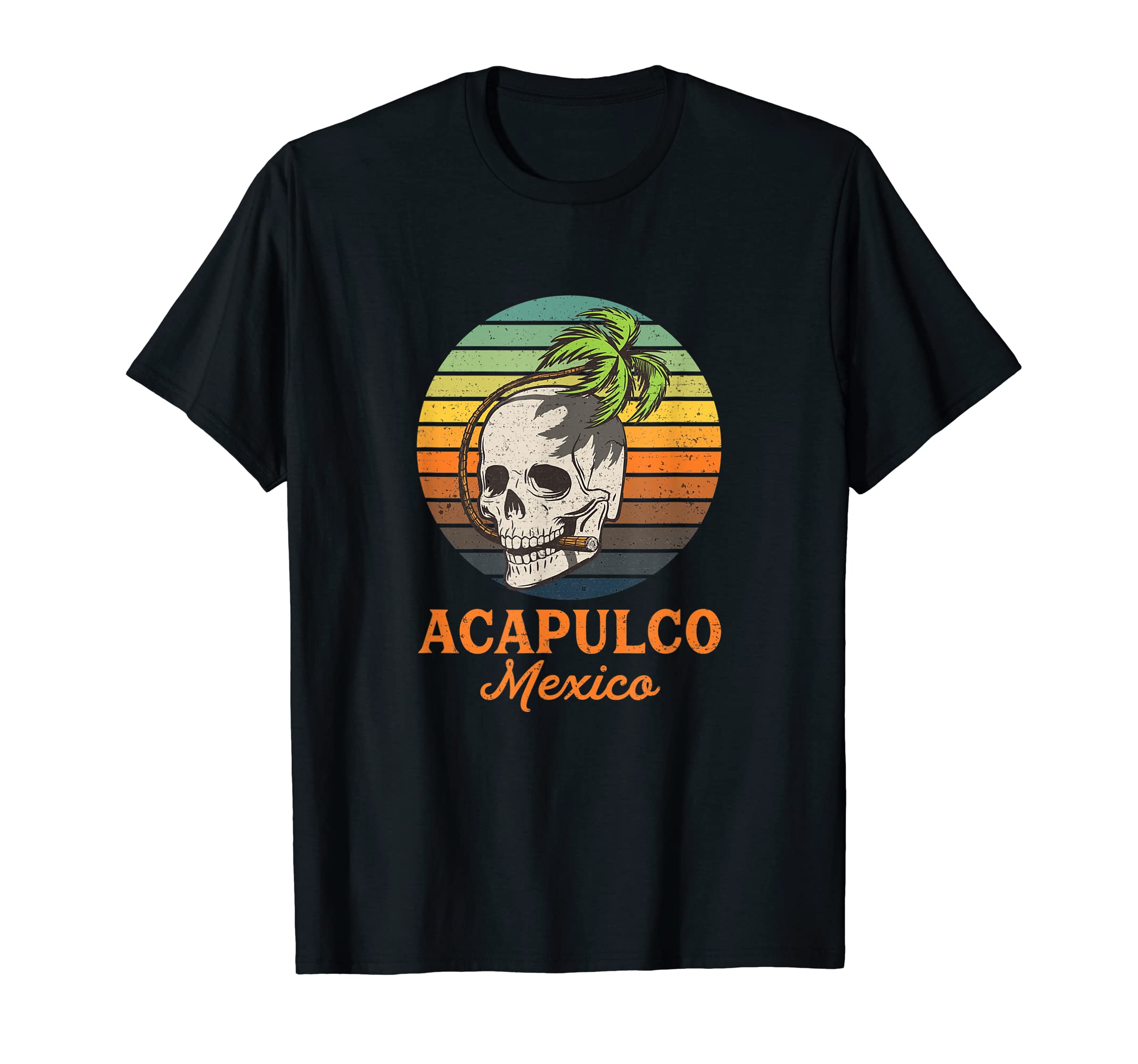 Acapulco Mexico Skull 70S T-Shirt - Fun Novelty Design for Adults - T-Shirt, Sweatshirt, Hoodie